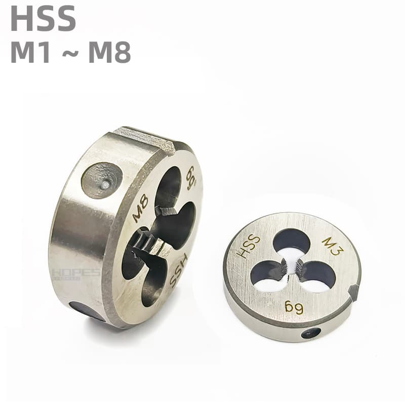 Плашка круглая из быстрорежущей стали, M1–M8
