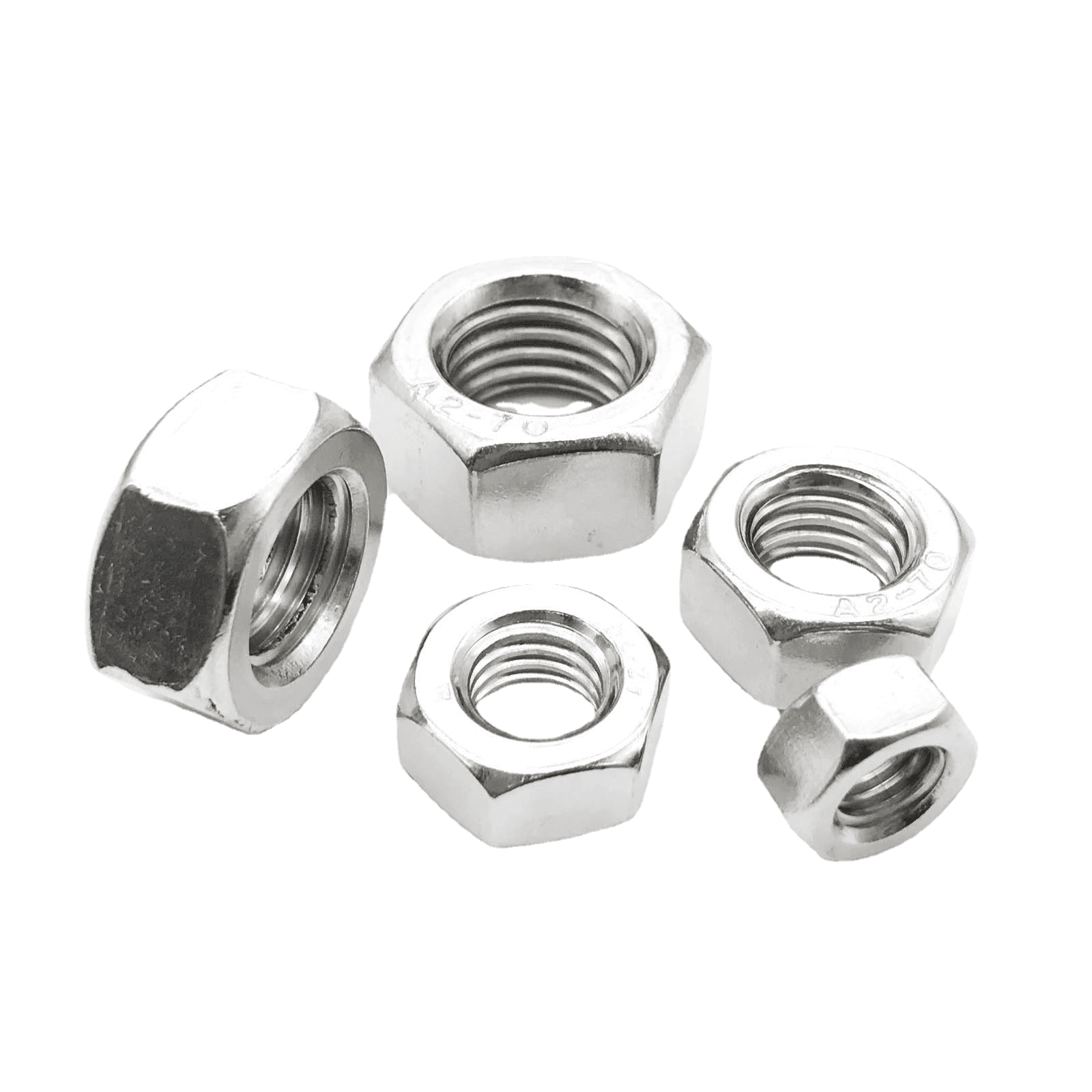 Гайка шестигранная DIN 934 из нержавеющей стали AISI 304, M1,2–M8