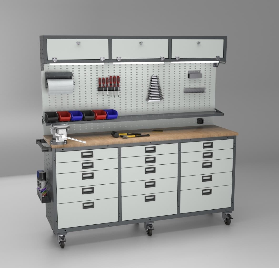 Шкаф инструментальный с выдвижными ящиками, 15 ящ