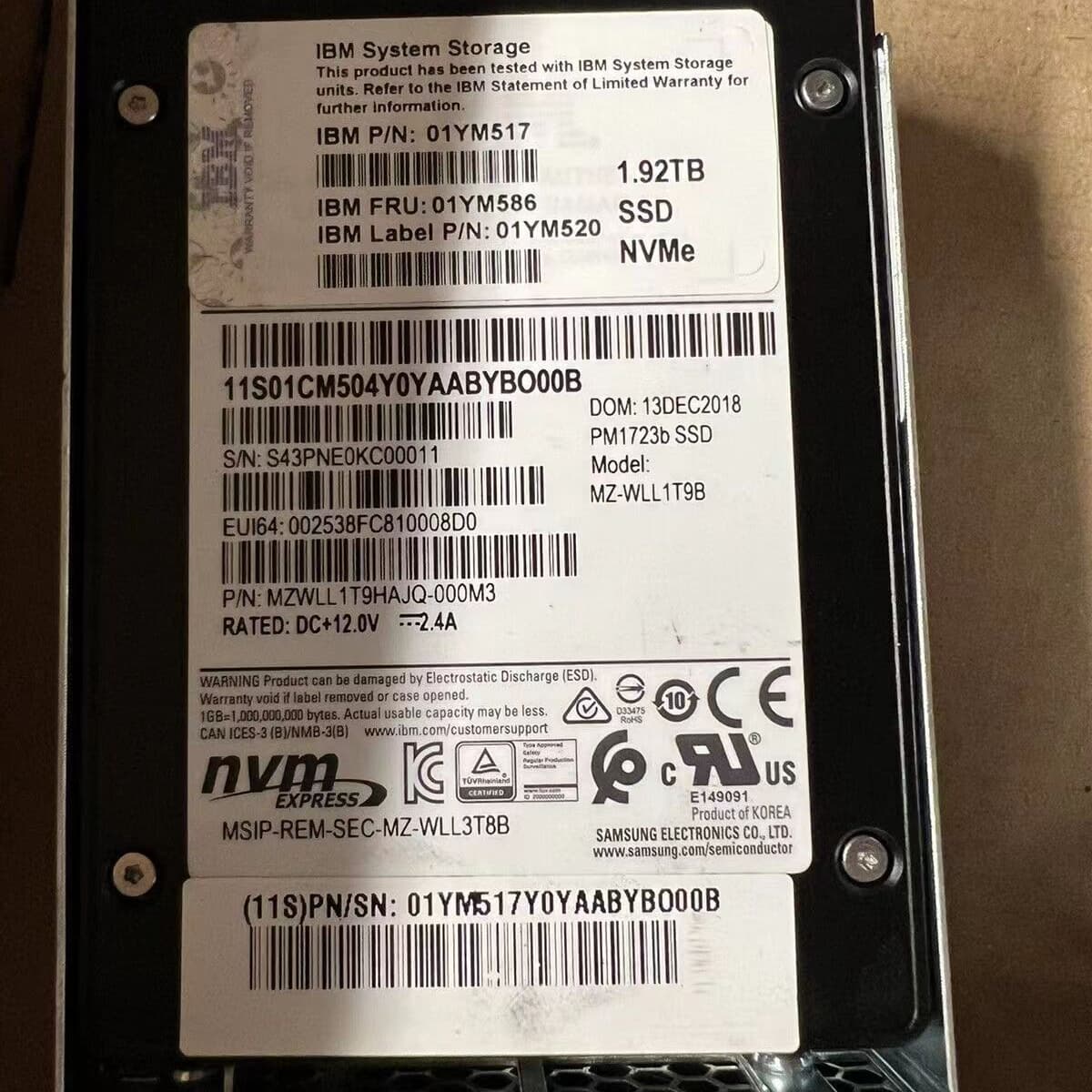 Накопитель SSD, 1.9 ТБ, NVMe