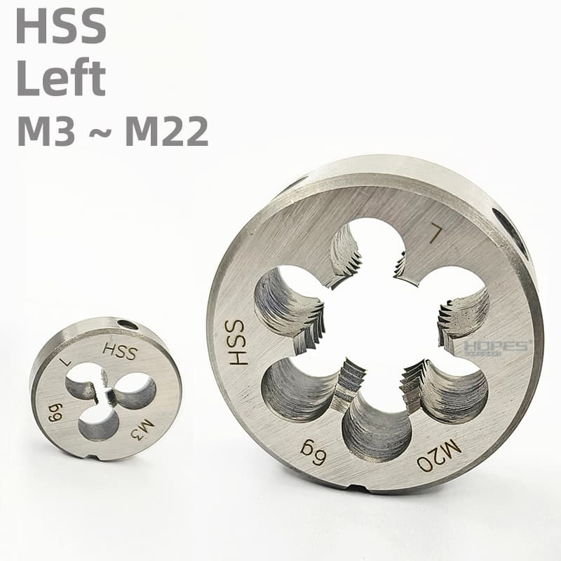 Плашка круглая левая из быстрорежущей стали, M3–M20