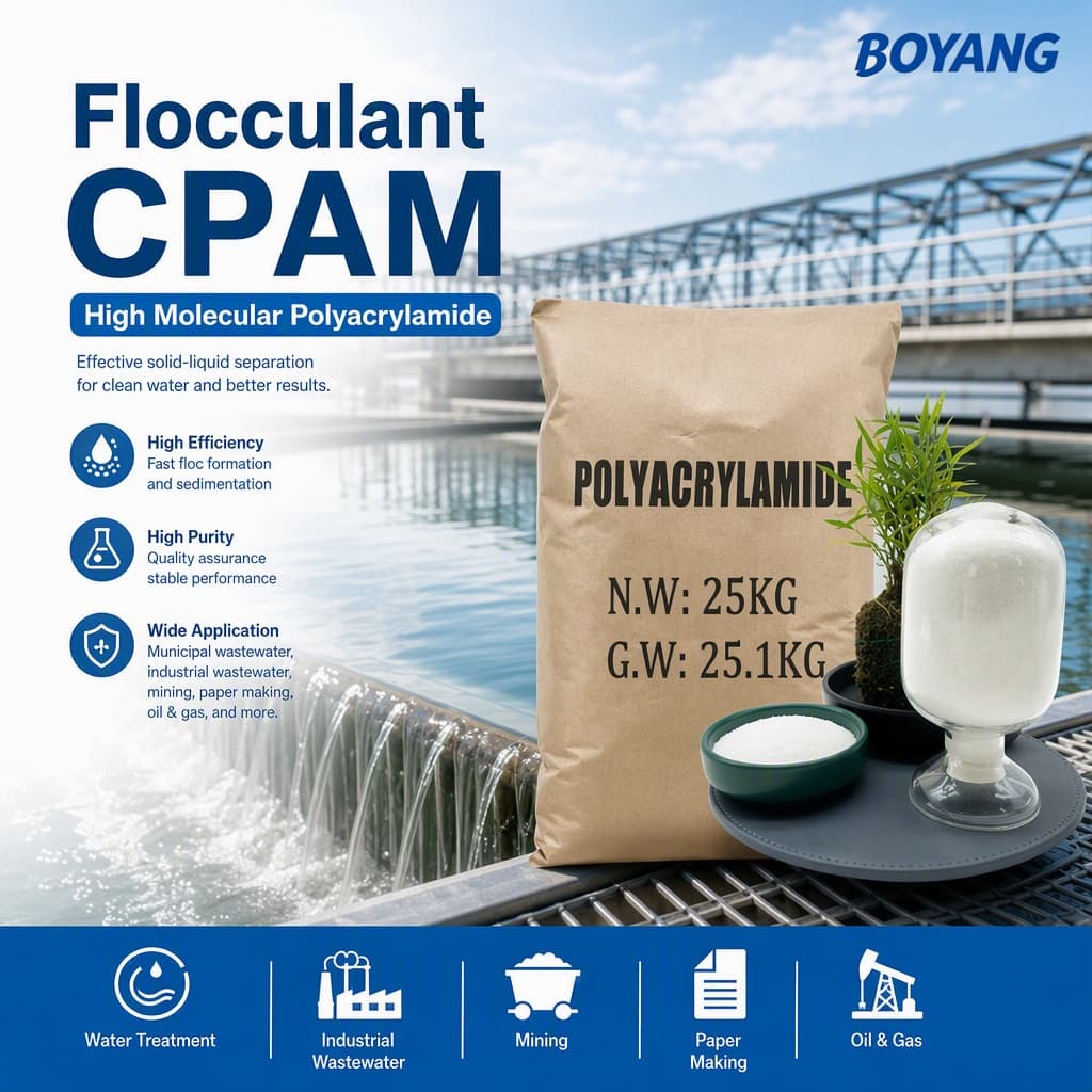 Полиакриламид катионный boyang CPAM, гранулы, молекулярная масса 8–12 млн, для обезвоживания осадка