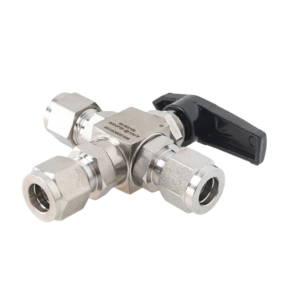 Кран шаровой трёхходовой из стали AISI 316, 1/4 дюйма, 3000 psi