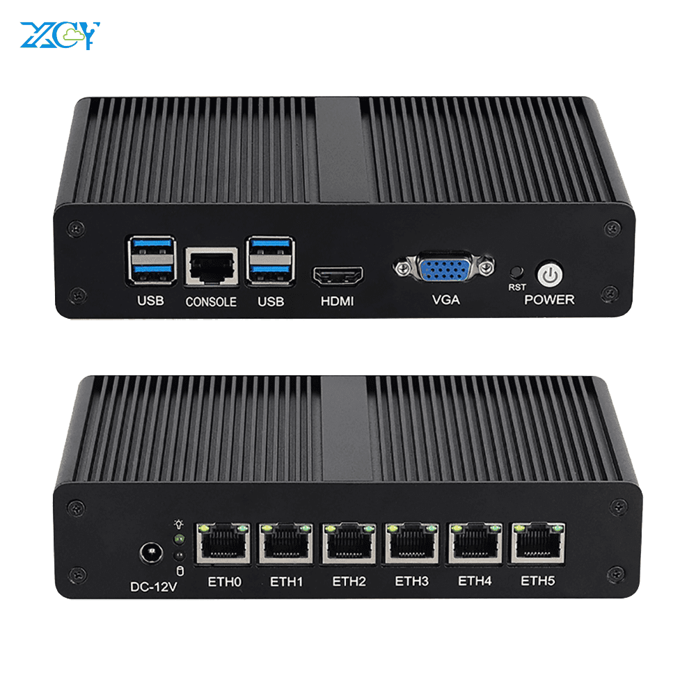 Мини-ПК для межсетевого экрана XCY, 6 портов Intel i211AT 1 Гбит/с, Intel Pentium 4415U, пассивное охлаждение