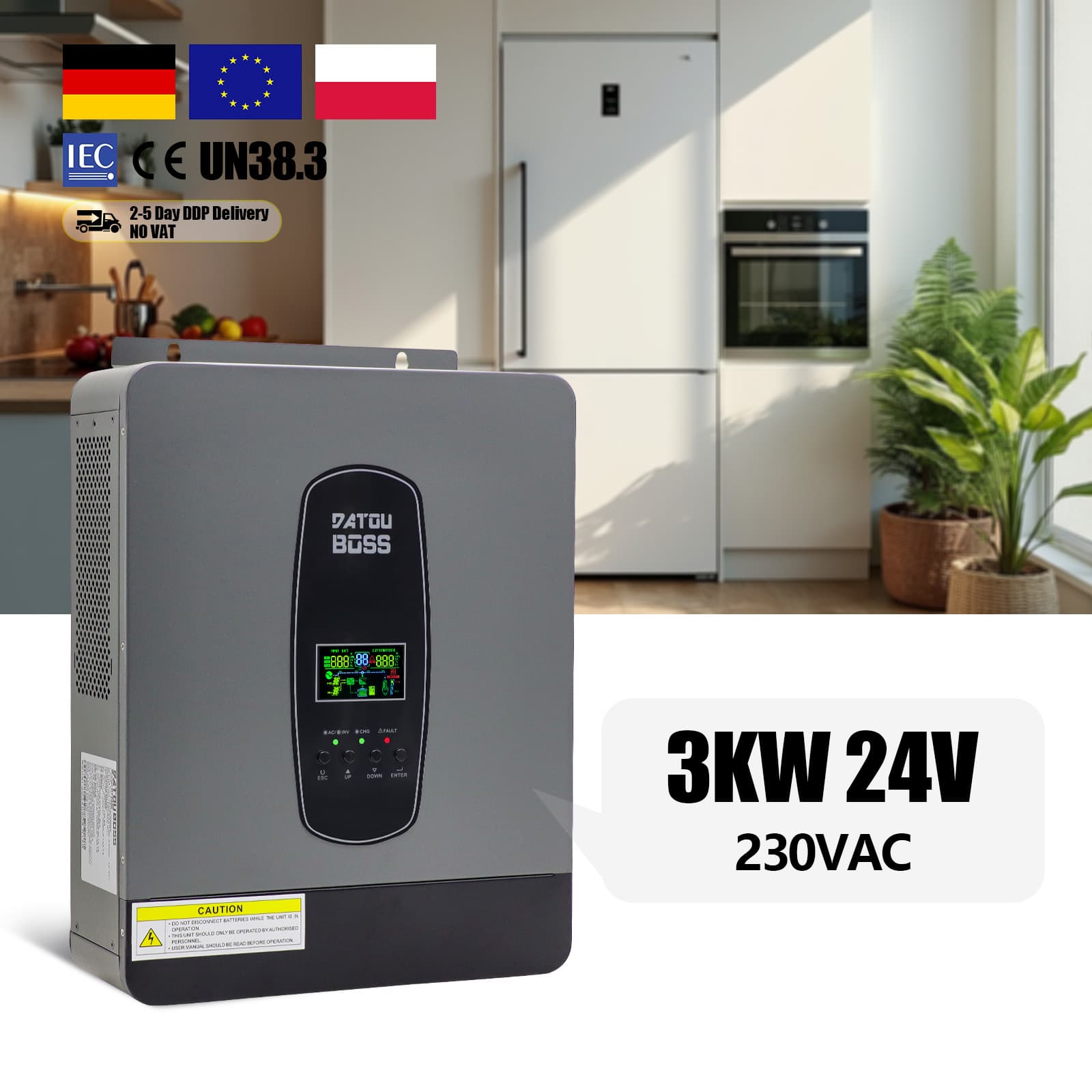 Инвертор солнечный гибридный, 3 кВт, 3000 Вт, BOSS-3000W