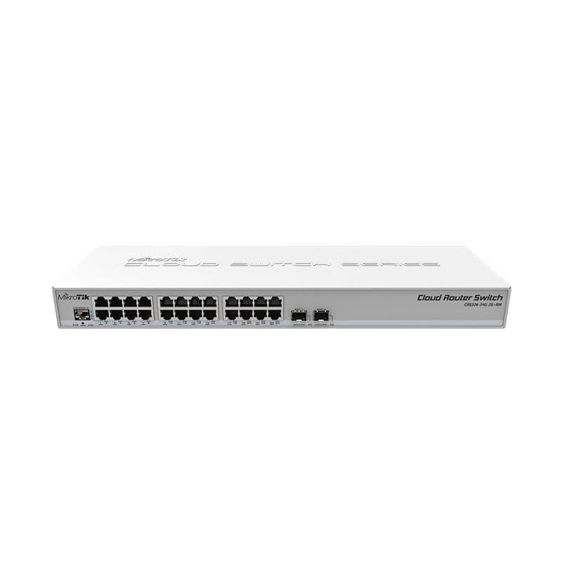 Коммутатор MikroTik, 24 гигабитных порта, 2 разъёма SFP+, RouterOS/SwitchOS