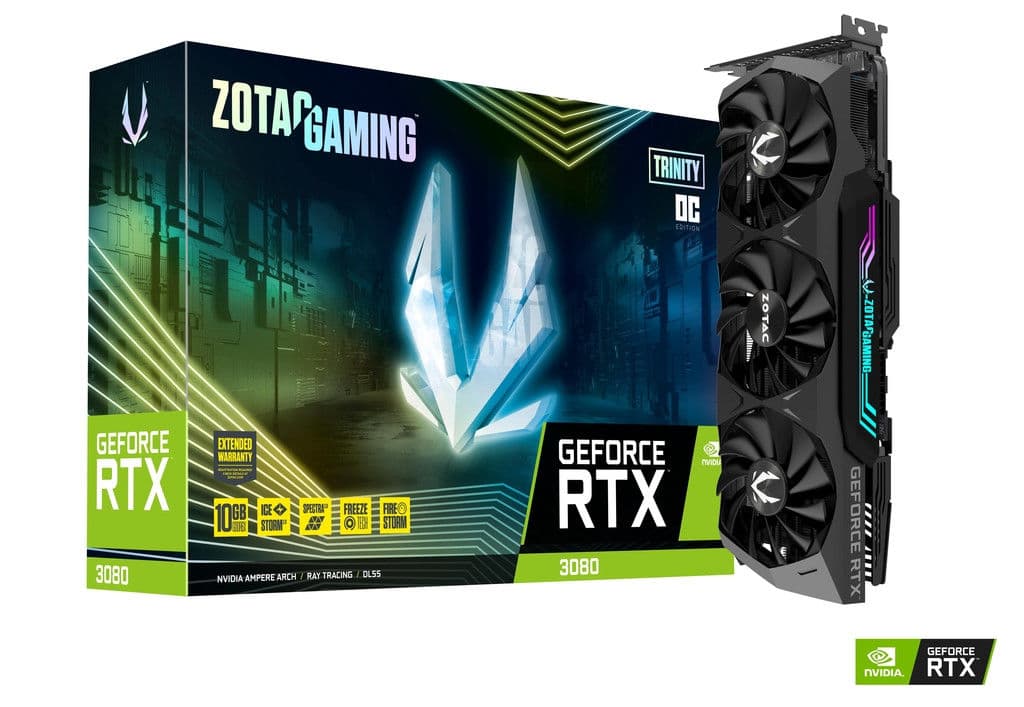 Видеокарта ZOTAC GAMING GeForce RTX 3080 Trinity OC LHR 10 ГБ GDDR6X